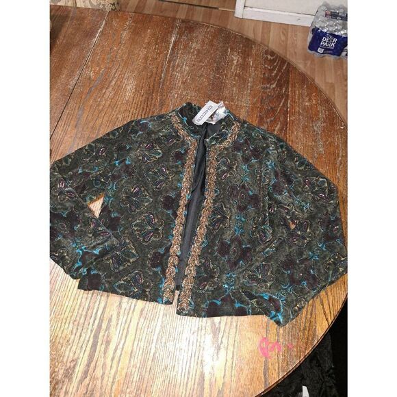 New Size 4 Chicos Size 0 Hypnotize Mena Jacket Glass Hand Beaded Cropped Jacket - Picture 1 of 7